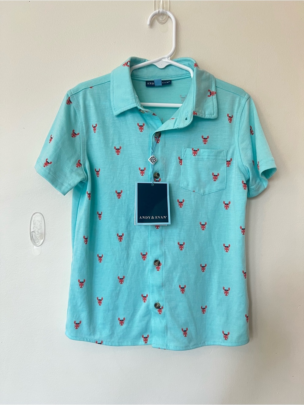 NWT Andy & Evan Boys Lobster Print Button Down Size 5